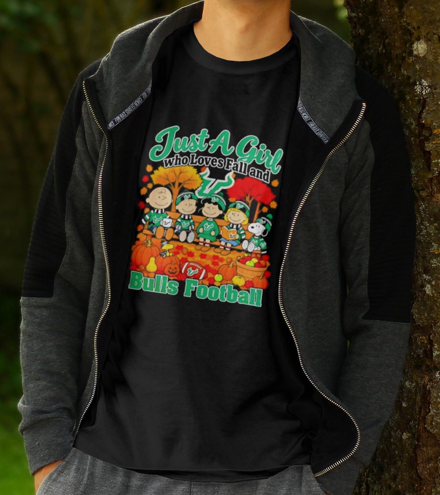 South Florida Bulls Charlie Brown Snoopy Just A Girl Who Loves Fall Football T-Shirt
