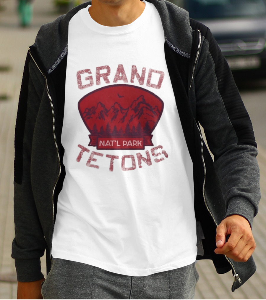 Grand Tetons Nat'l Park Distressed Mountain Landscape T-Shirt