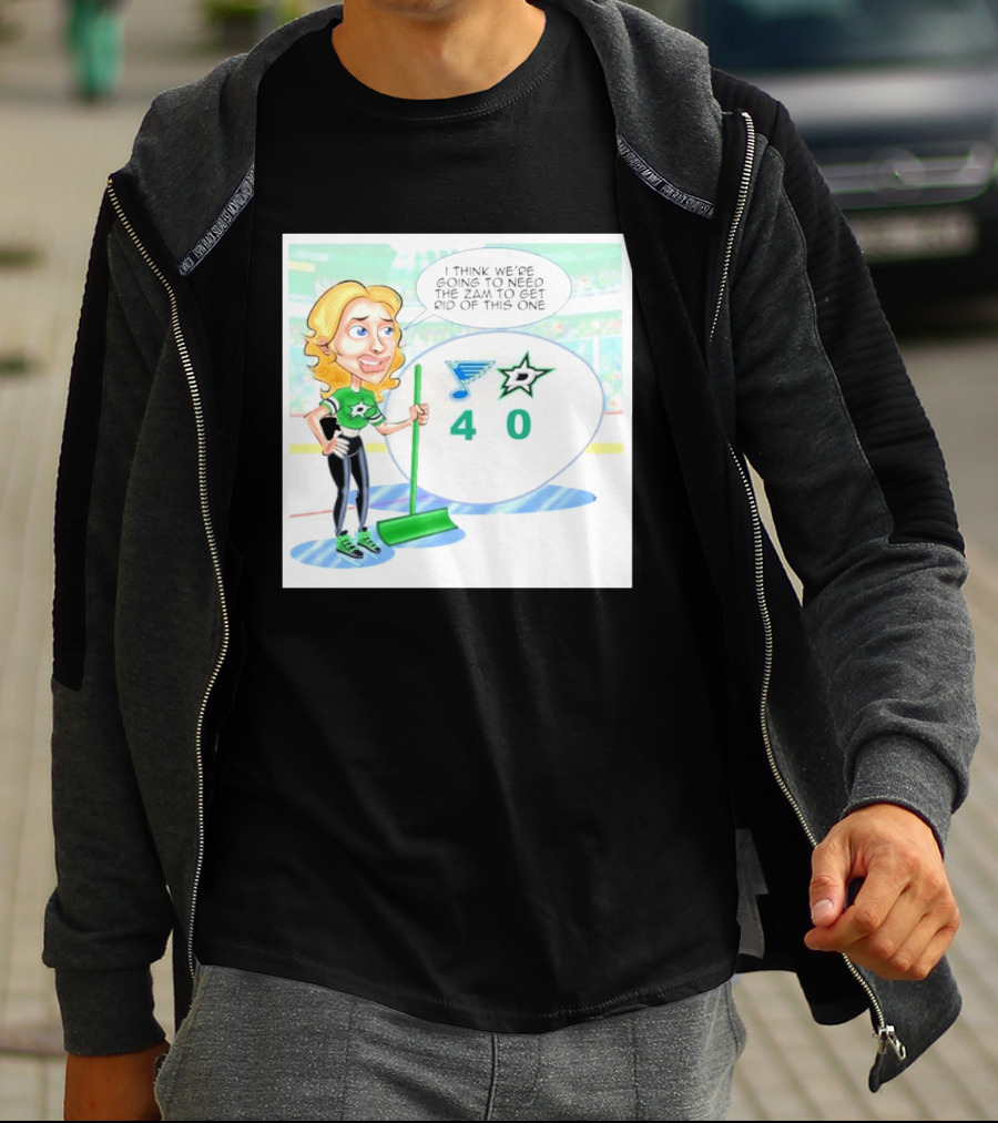 St Louis Blues Vs Dallas Stars Hockey 4 0 Cartoon With Humor And Zamboni Joke T-Shirt