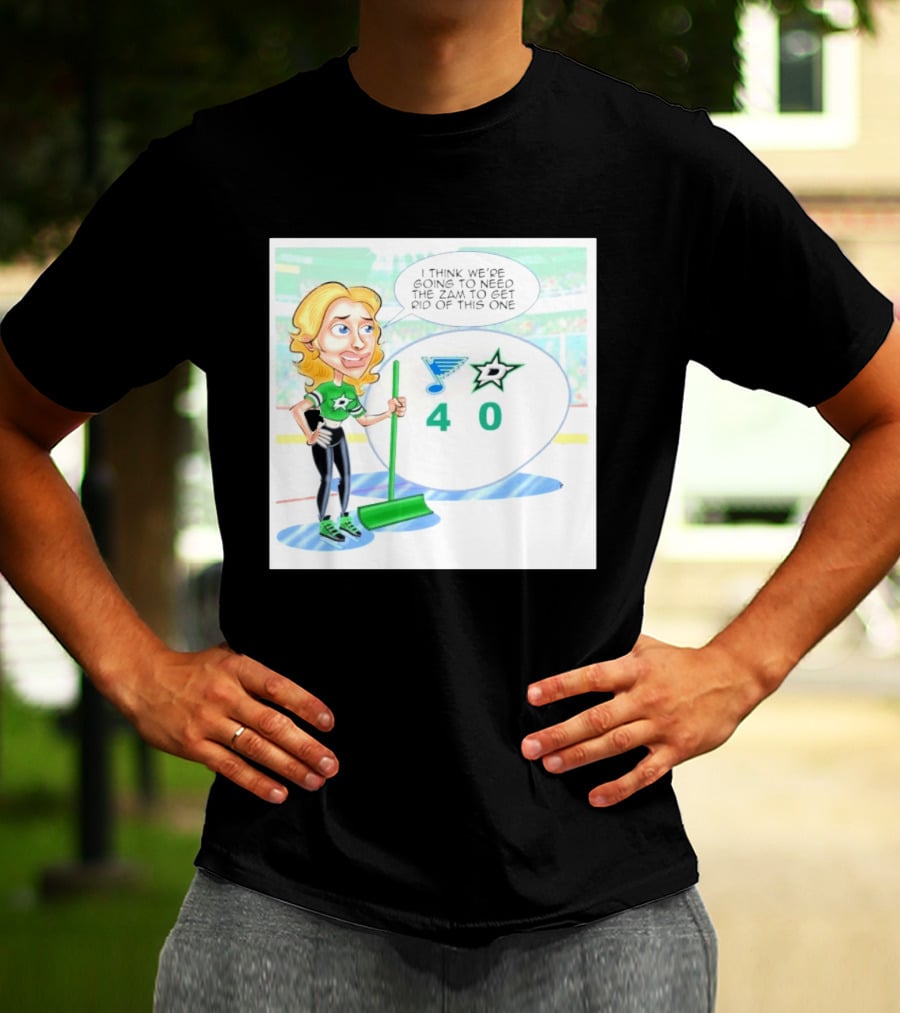 St Louis Blues Vs Dallas Stars Hockey 4 0 Cartoon With Humor And Zamboni Joke T-Shirt