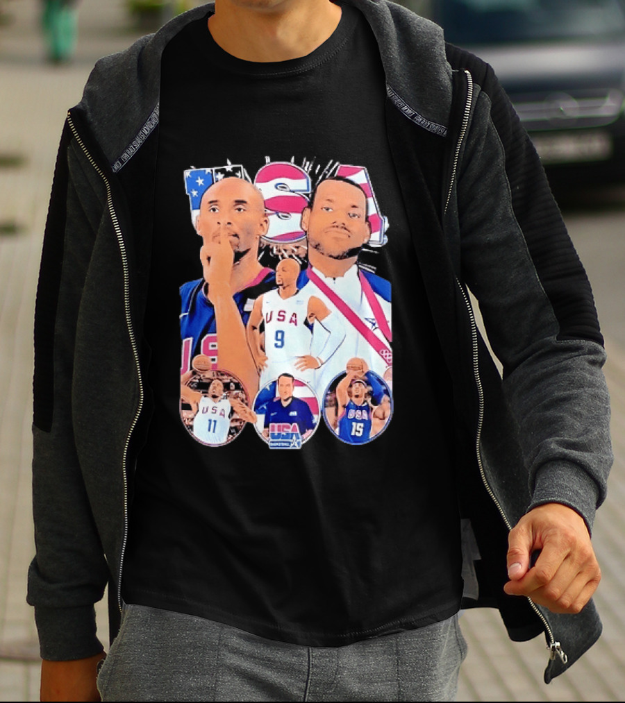 Kobe Bryant LeBron James USA Basketball Legends Iconic Team USA Moments T-Shirt