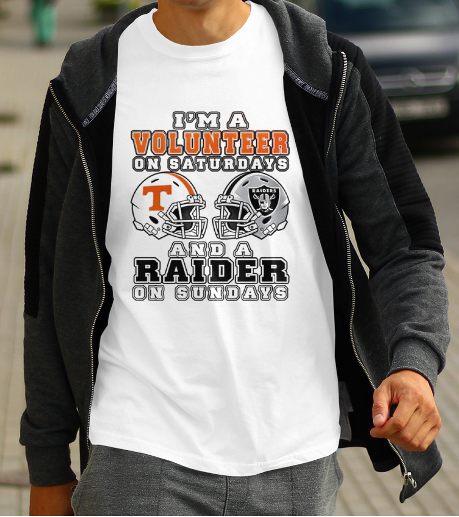 I'm A Volunteer On Saturdays And A Raider On Sundays Tennessee Las Vegas 2026 T-Shirt
