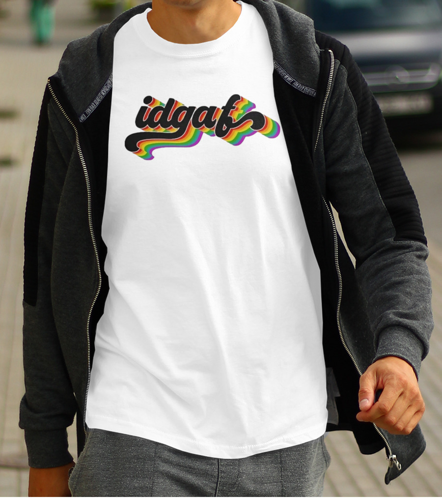 Idgaf Rainbow Groovy Retro Colorful T-Shirt