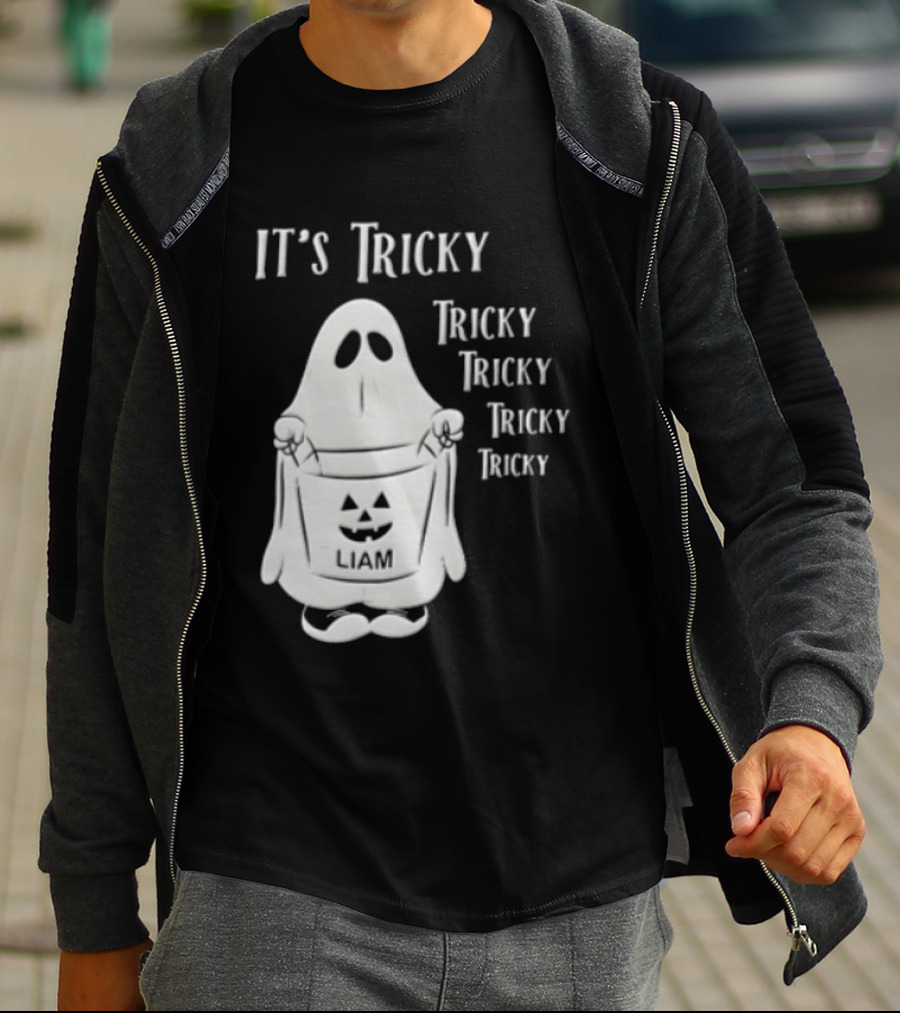 It's Tricky Ghost Holding Jack O Lantern Bucket Halloween T-Shirt