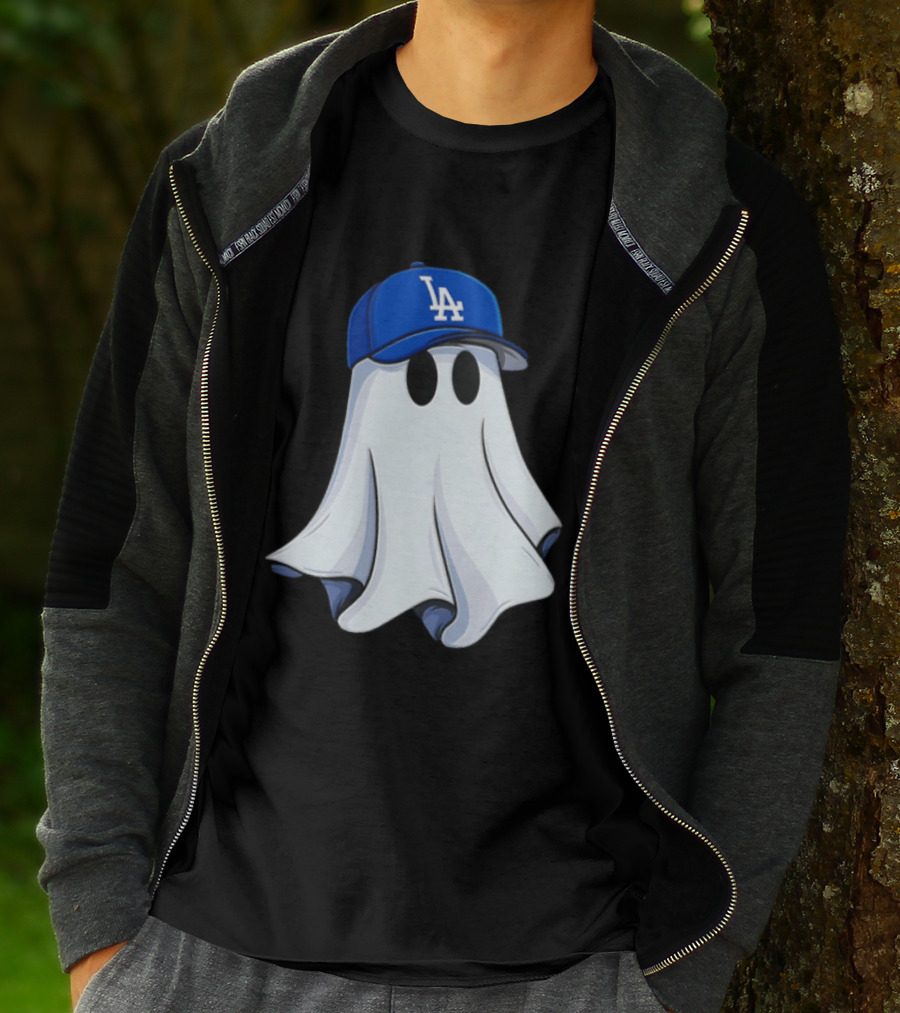 Los Angeles Dodgers Ghost In Blue LA Cap T-Shirt