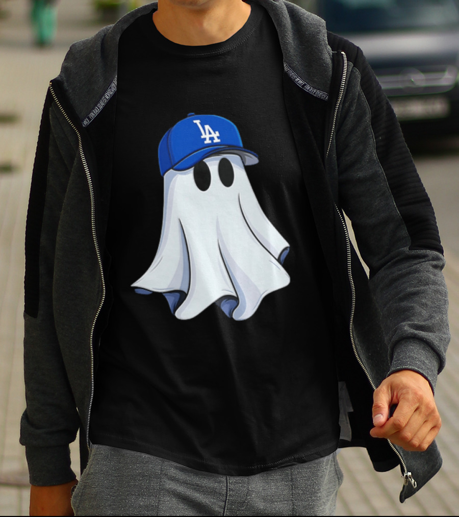 Los Angeles Dodgers Ghost In Blue LA Cap T-Shirt