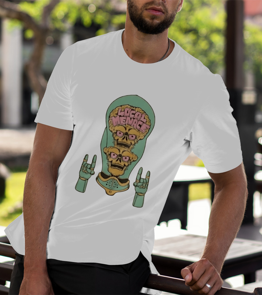 Local Menace Mars Attacks Alien Skull Martian Double Brains T-Shirt