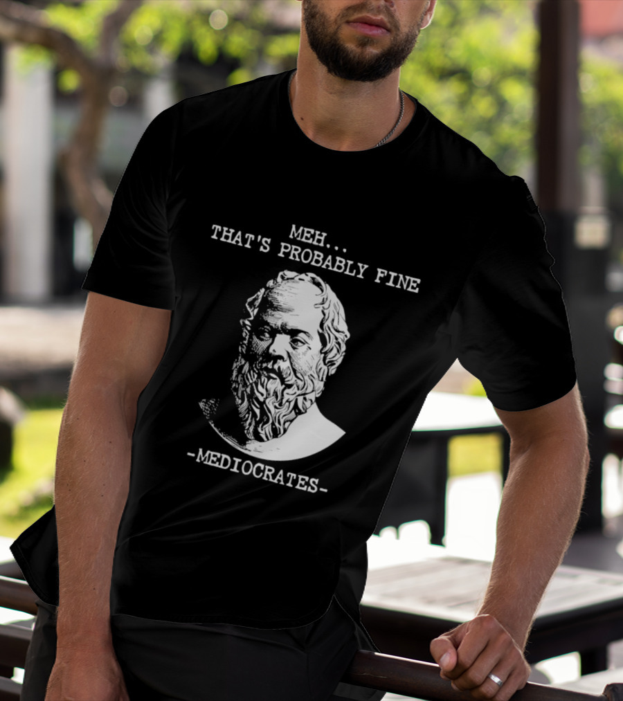 Mediocrates Meh That's Probably Fine Philosophy Bust Of Ancient Thinker T-Shirt