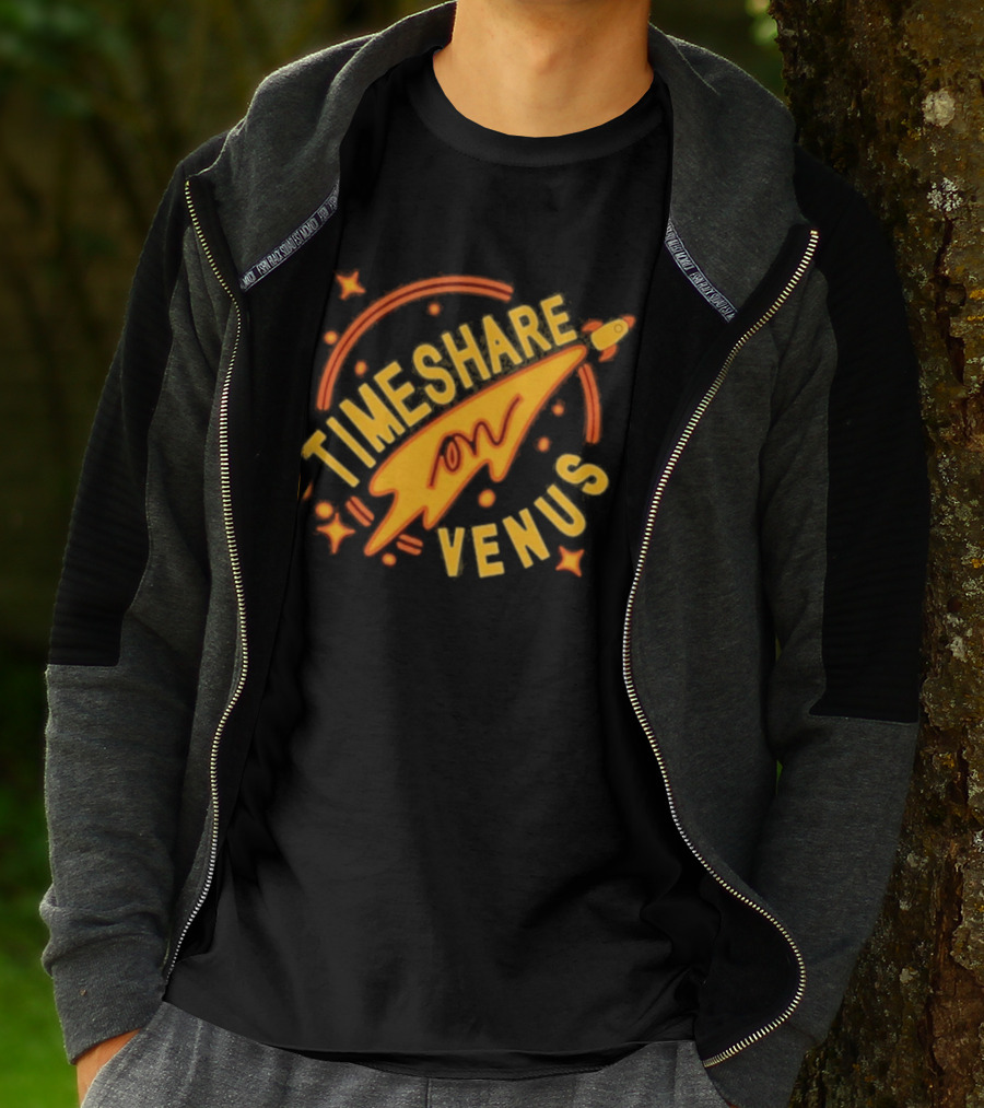 Timeshare On Venus Retro Space Rocket T-Shirt