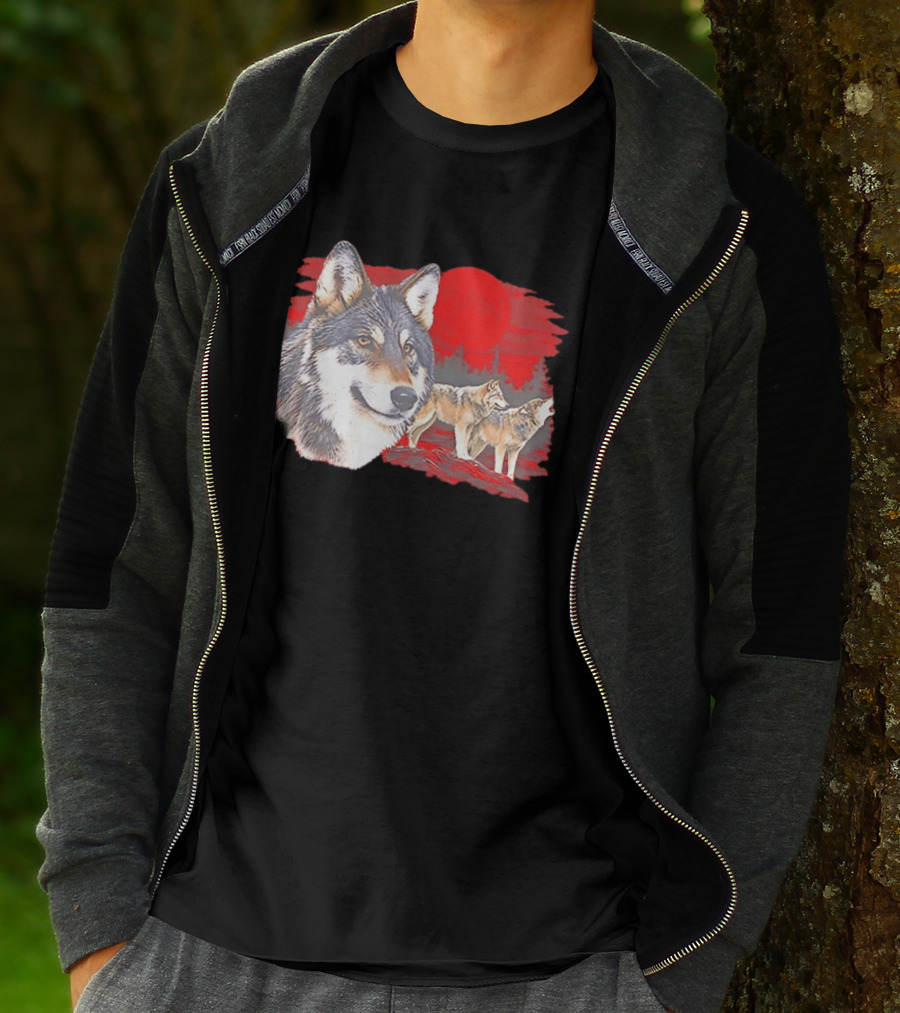 Wolf Pack Under A Moon Wolves Wildlife T-Shirt