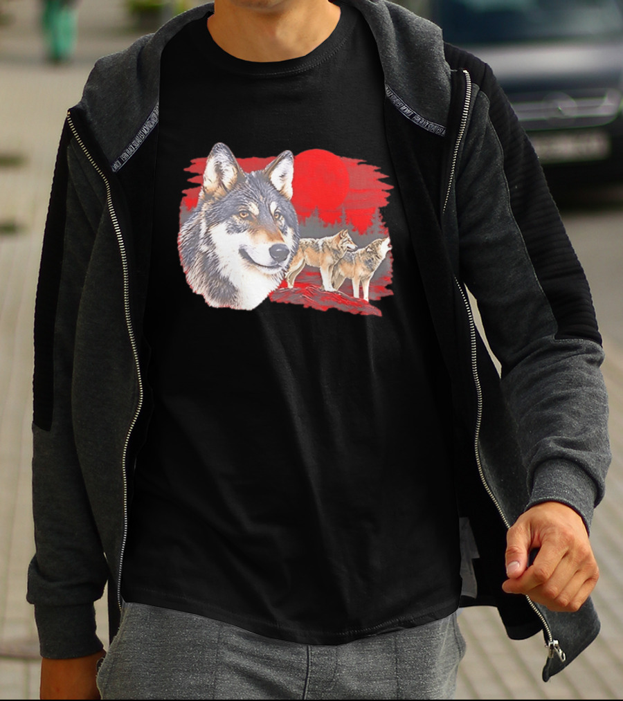 Wolf Pack Under A Moon Wolves Wildlife T-Shirt