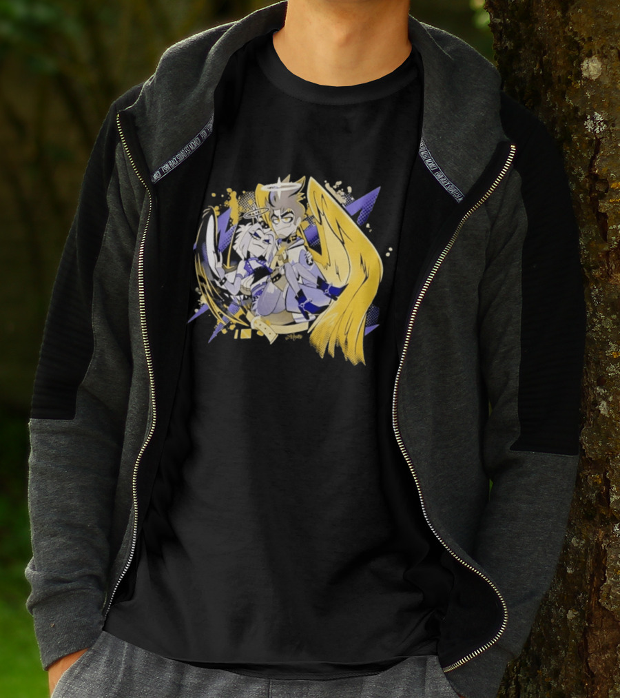 Adam And Lute Hazbin Hotel Characters With Golden Wings And Halos T-Shirt
