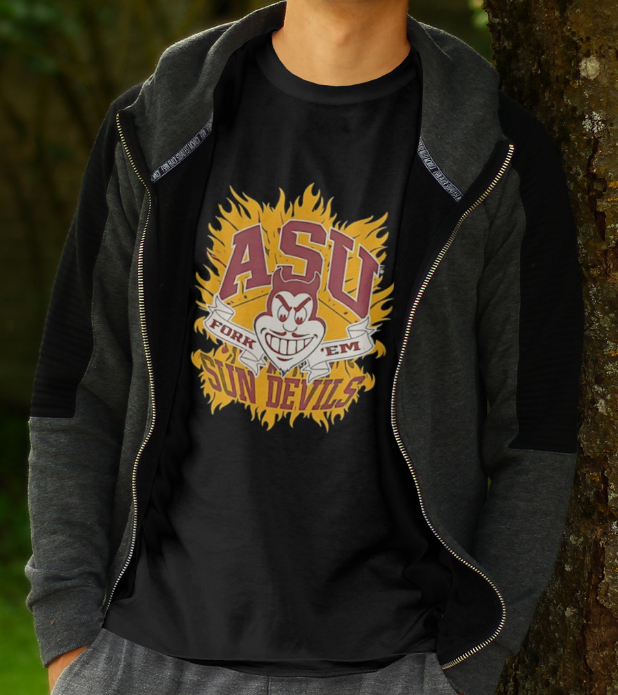 ASU Sun Devils Fork 'Em Arizona State University Fiery T-Shirt