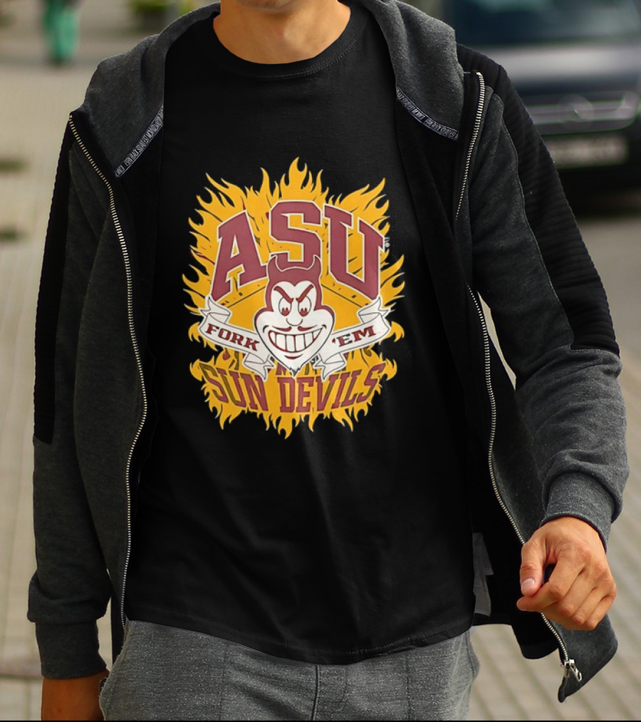 ASU Sun Devils Fork 'Em Arizona State University Fiery T-Shirt