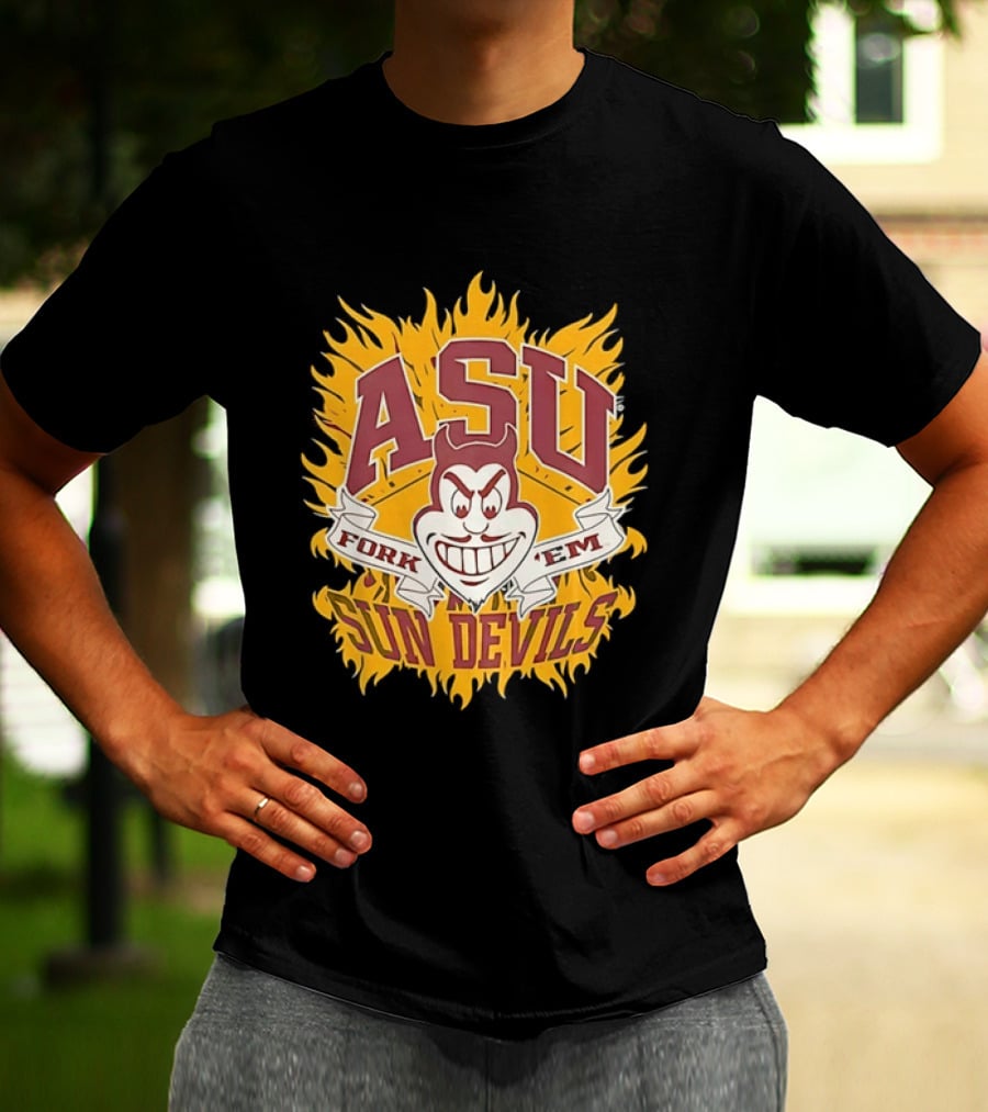 ASU Sun Devils Fork 'Em Arizona State University Fiery T-Shirt