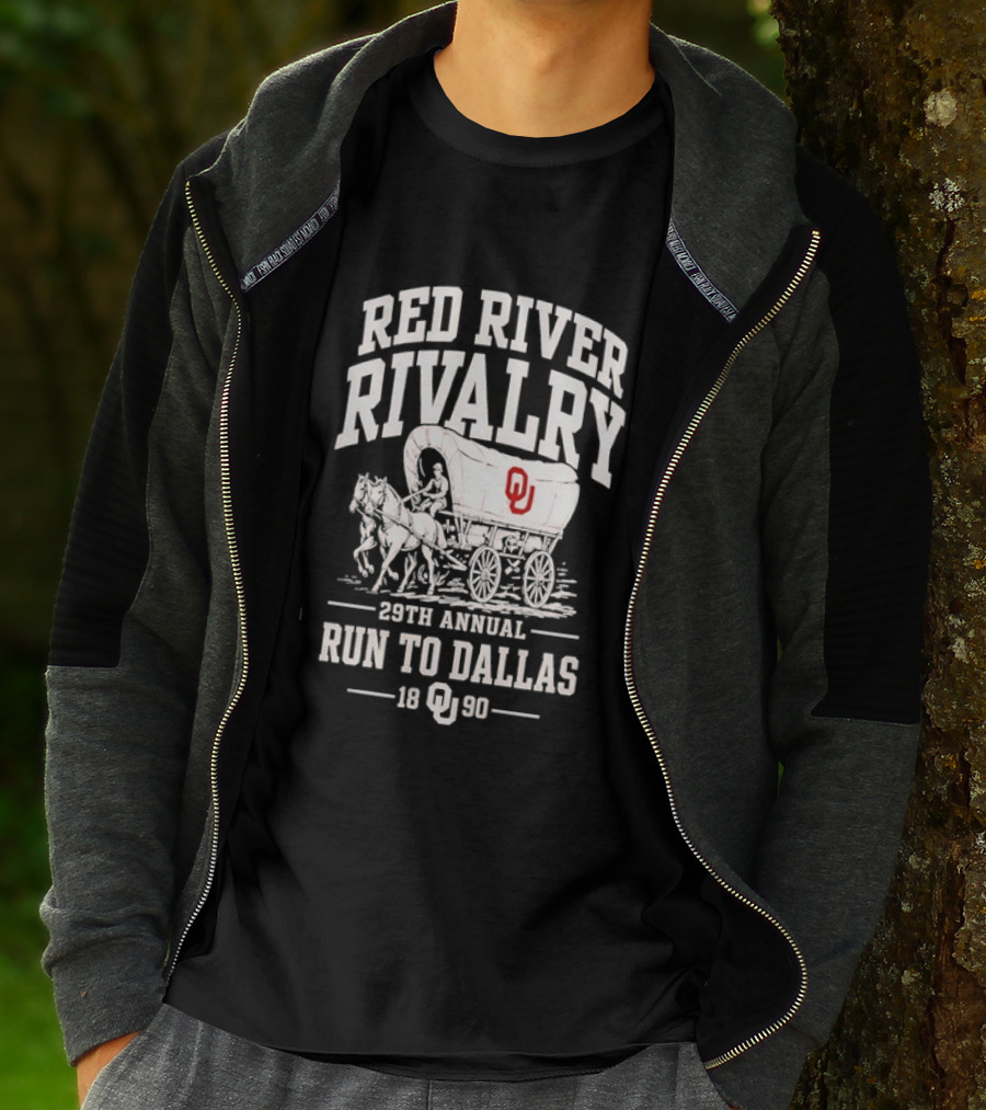 Oklahoma Sooners Red River Rivalry 28th Annual Run To Dallas 1990 T-Shirt