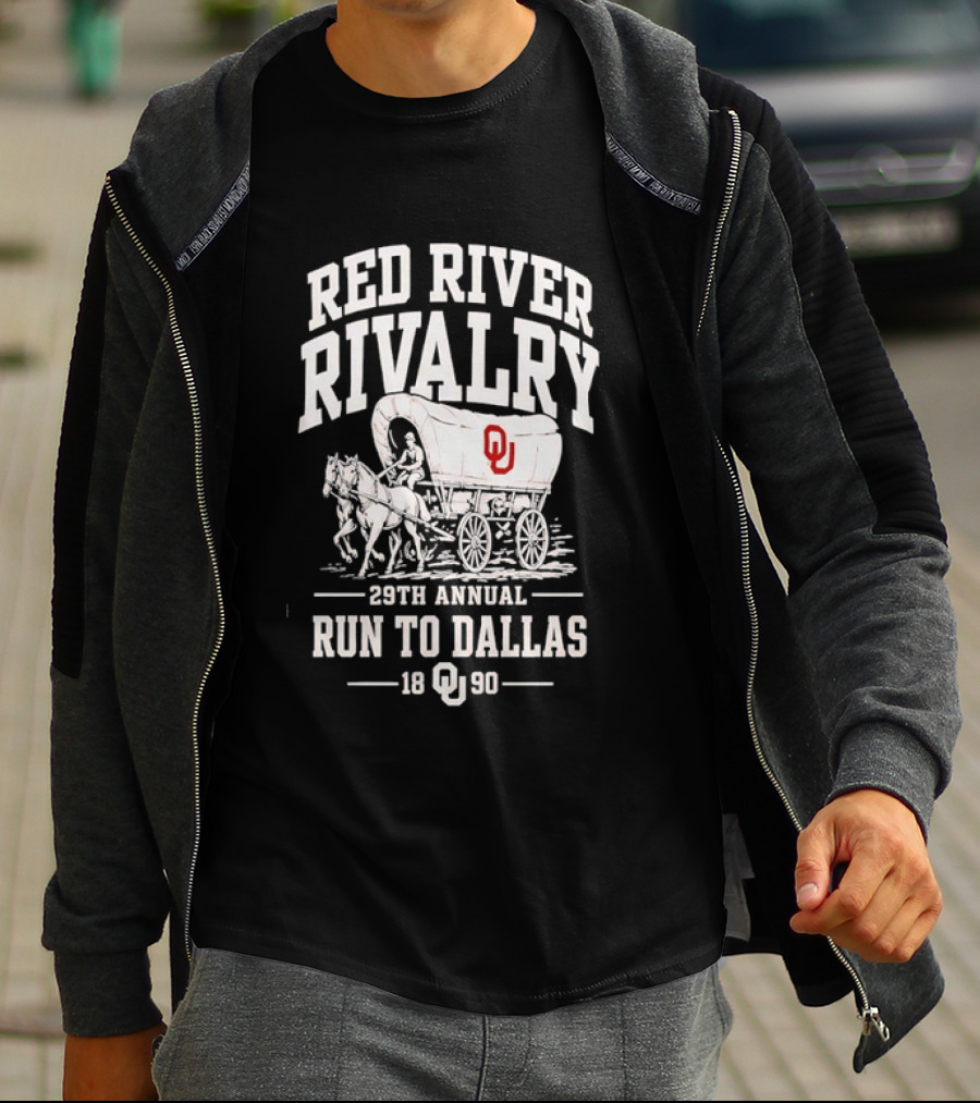 Oklahoma Sooners Red River Rivalry 28th Annual Run To Dallas 1990 T-Shirt