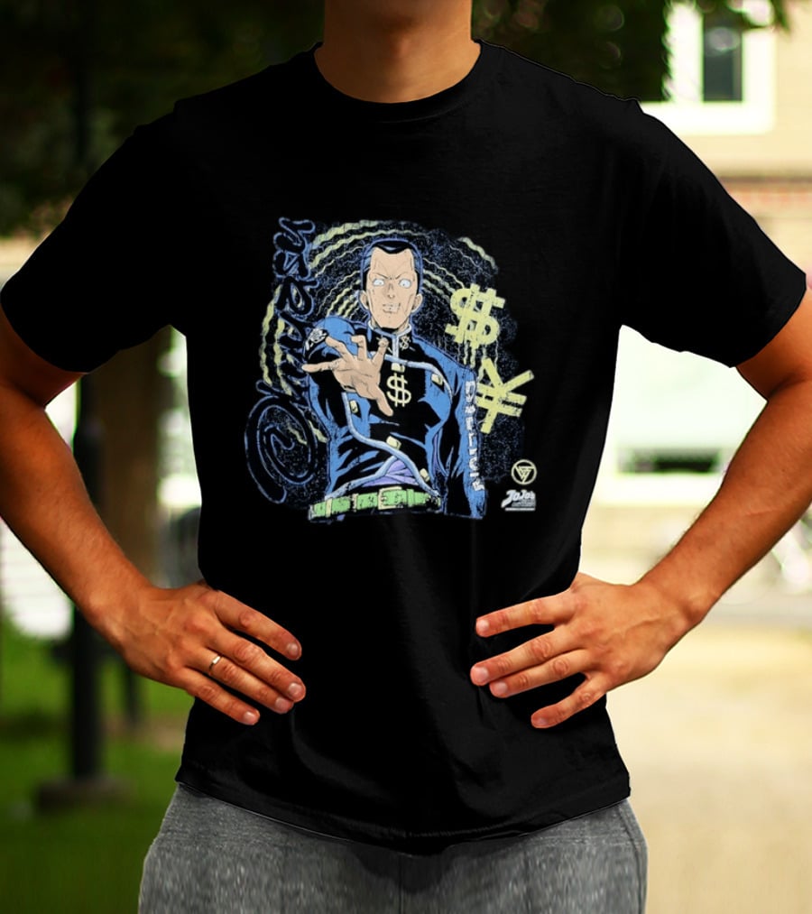 Okuyasu Nijimura JoJo's Bizarre Adventure Dollar Yen Symbols Vortex Spiral T-Shirt