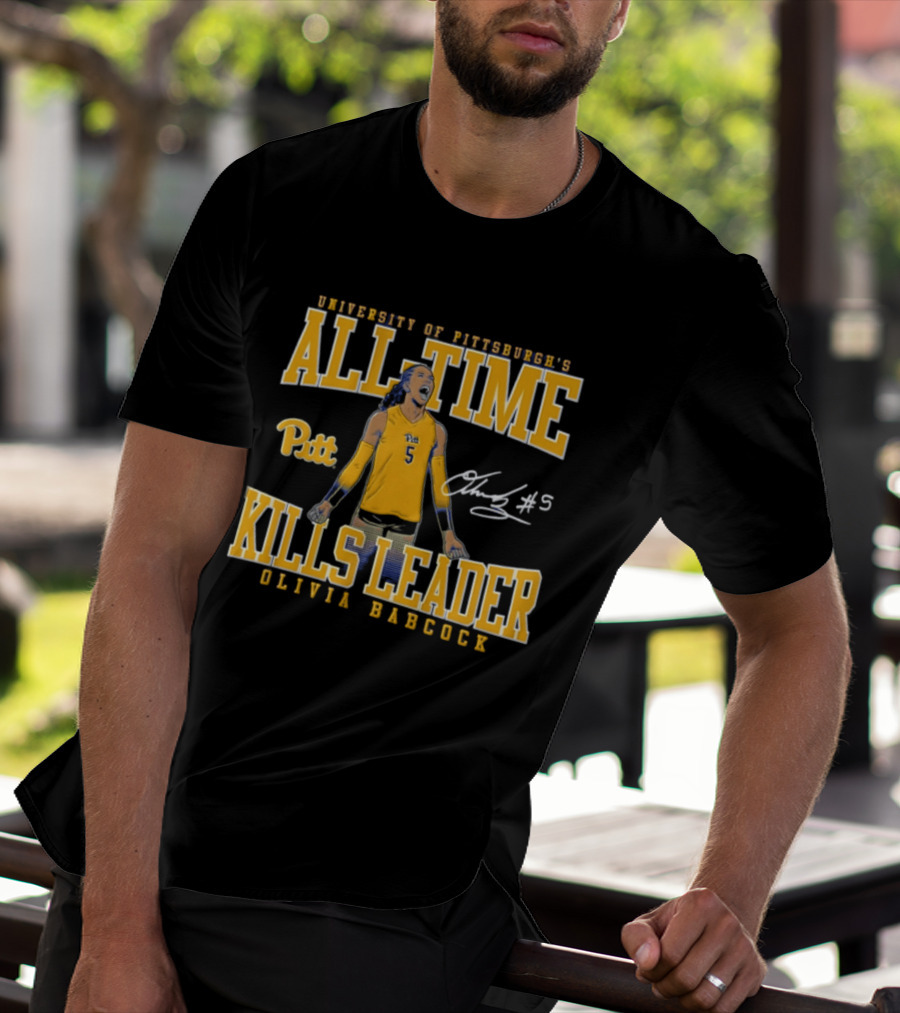 University Of Pittsburgh All Time Kills Leader Olivia Babcock Number 5 T-Shirt