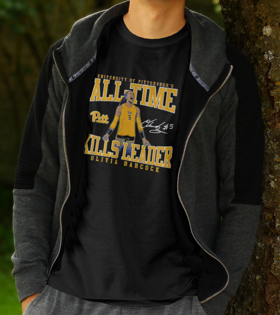 University Of Pittsburgh All Time Kills Leader Olivia Babcock Number 5 T-Shirt