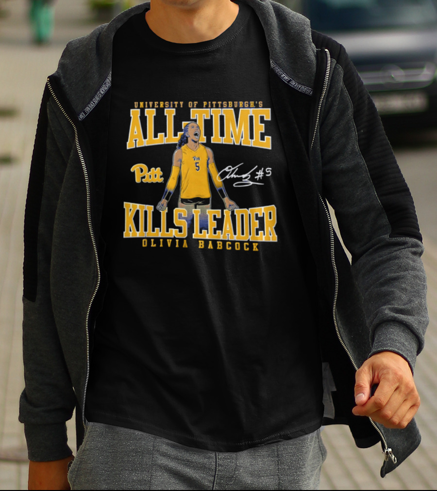 University Of Pittsburgh All Time Kills Leader Olivia Babcock Number 5 T-Shirt