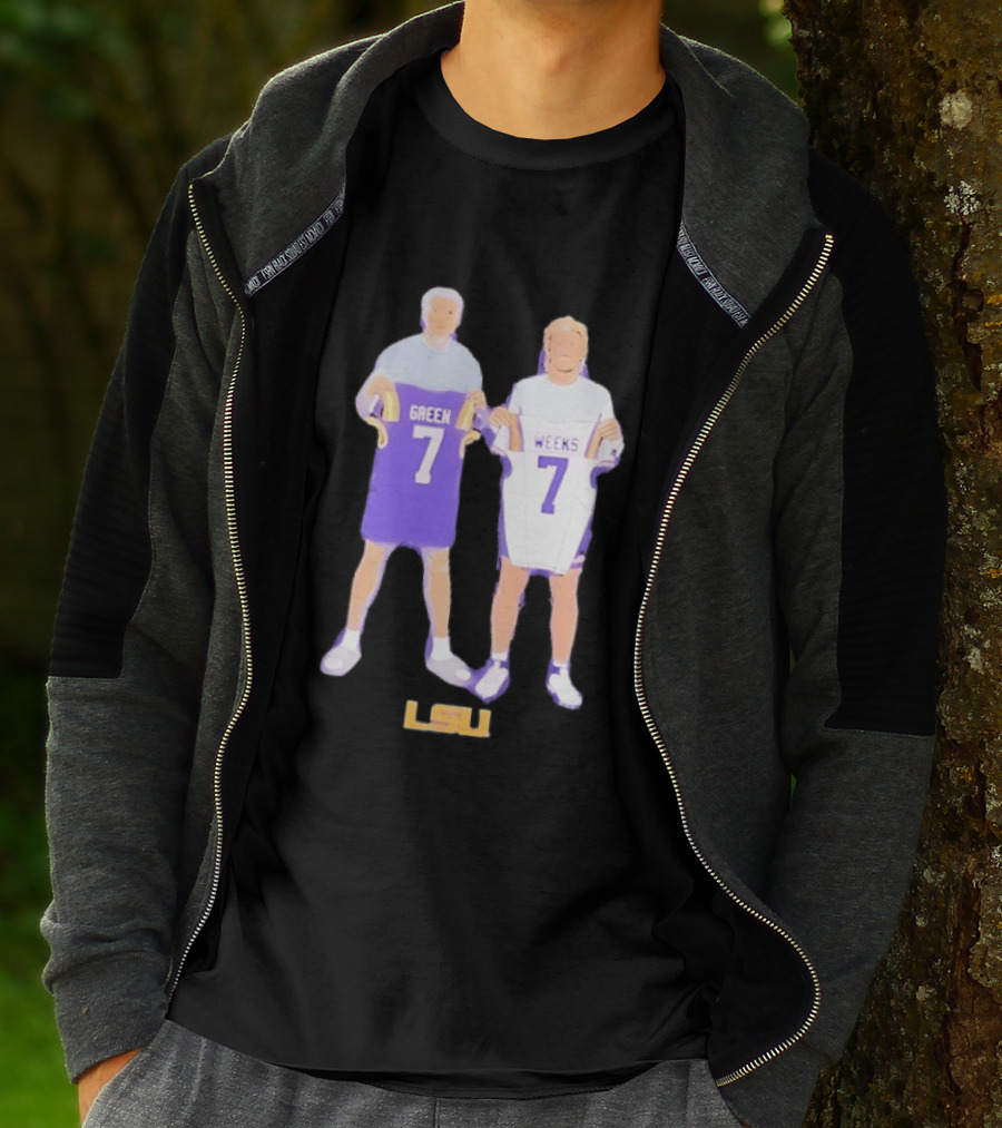 LSU Tigers Football Green And Weeks Jersey 7 T-Shirt