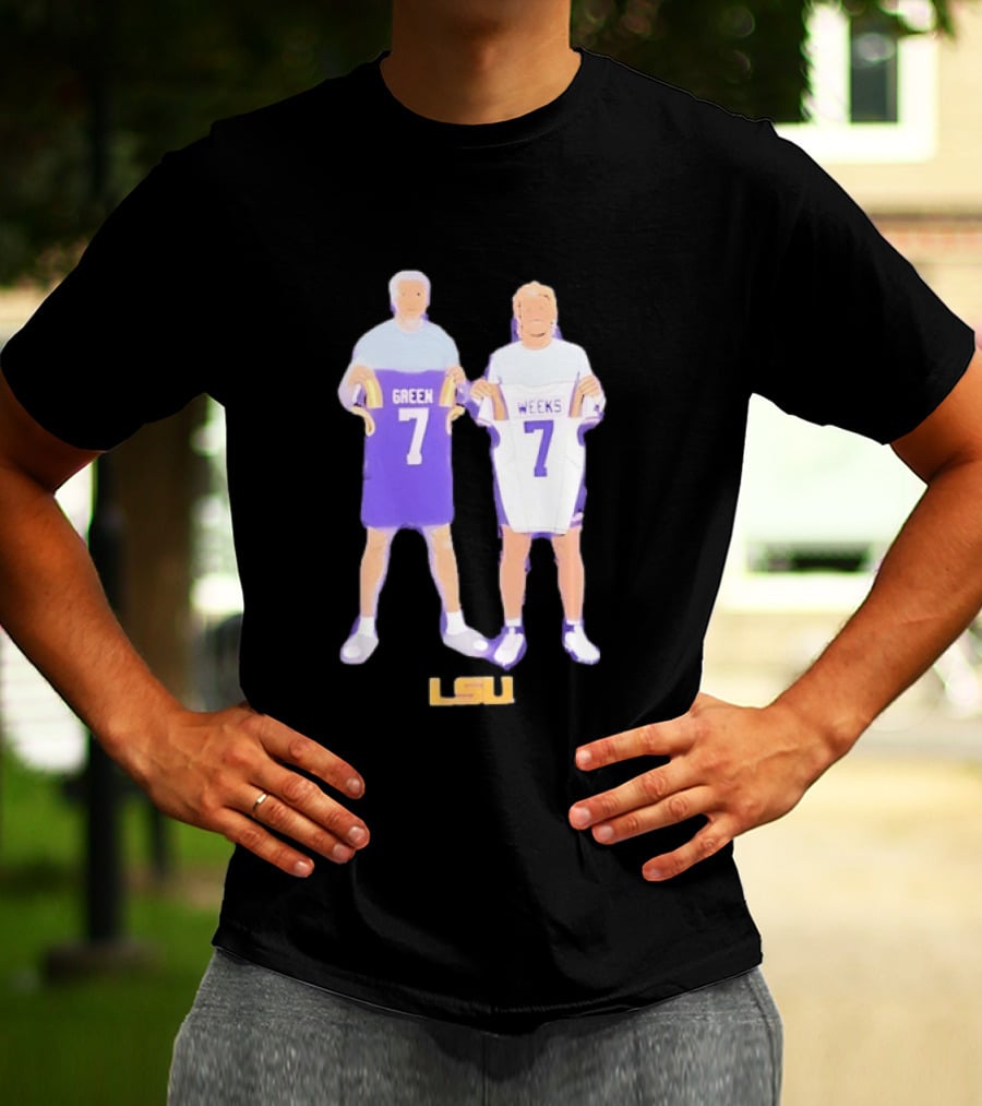 LSU Tigers Football Green And Weeks Jersey 7 T-Shirt