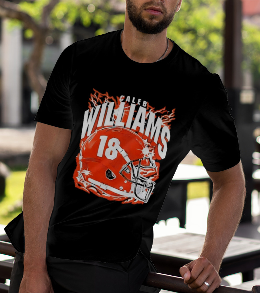 Caleb Williams 18 Lightning Helmet T-Shirt