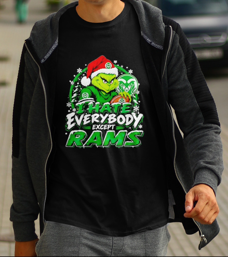 I Hate Everybody Except Rams Grinch Colorado State Rams Christmas T-Shirt