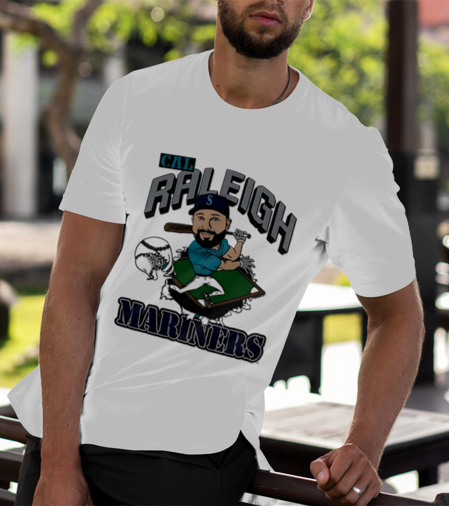 Cal Raleigh Seattle Mariners Player Caricature MLB T-Shirt