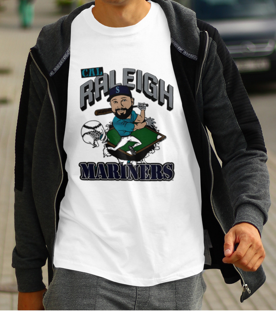 Cal Raleigh Seattle Mariners Player Caricature MLB T-Shirt
