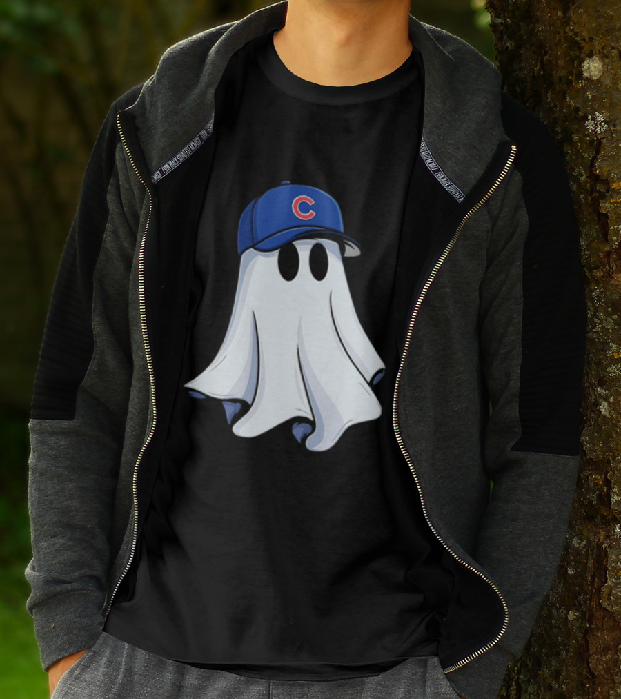 Chicago Cubs Ghost Cartoon Blue Baseball Cap T-Shirt