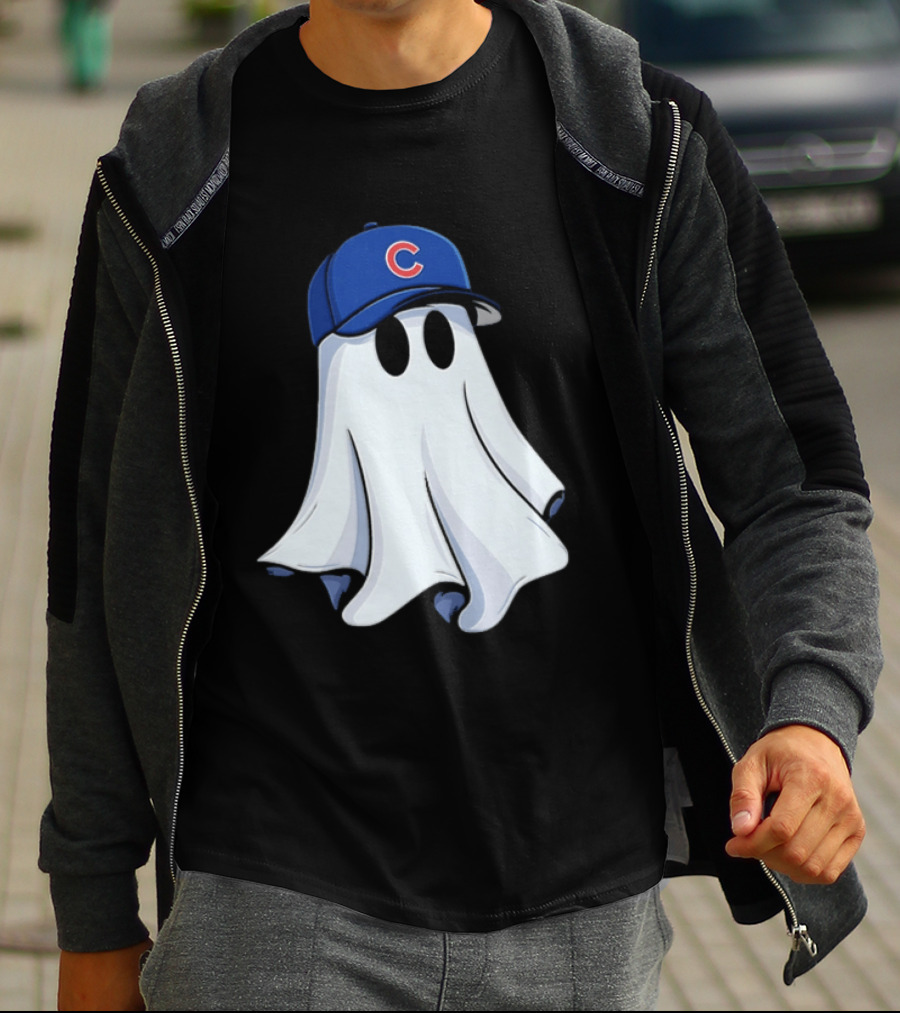 Chicago Cubs Ghost Cartoon Blue Baseball Cap T-Shirt