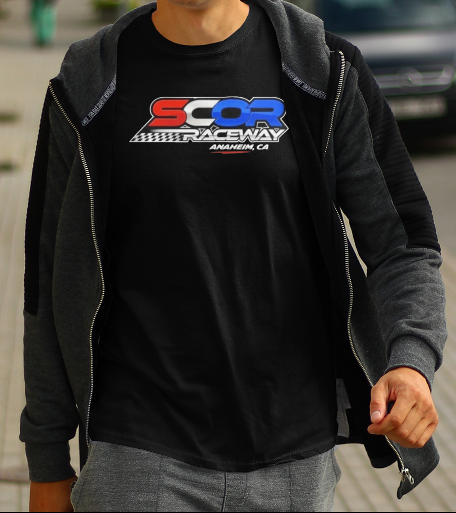 SCOR Raceway Anaheim CA Racing Flag T-Shirt