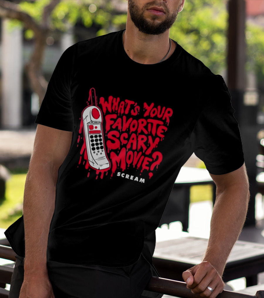 Scream What's Your Favorite Scary Movie Telephone Blood Red T-Shirt