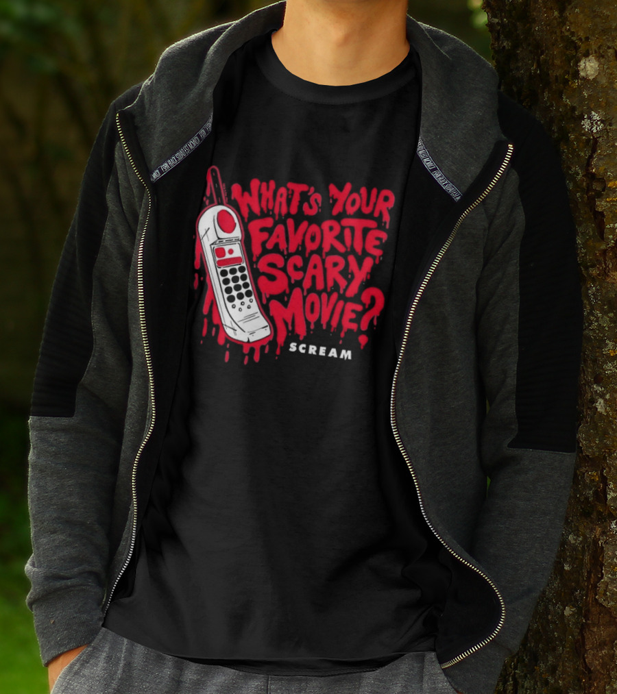 Scream What's Your Favorite Scary Movie Telephone Blood Red T-Shirt