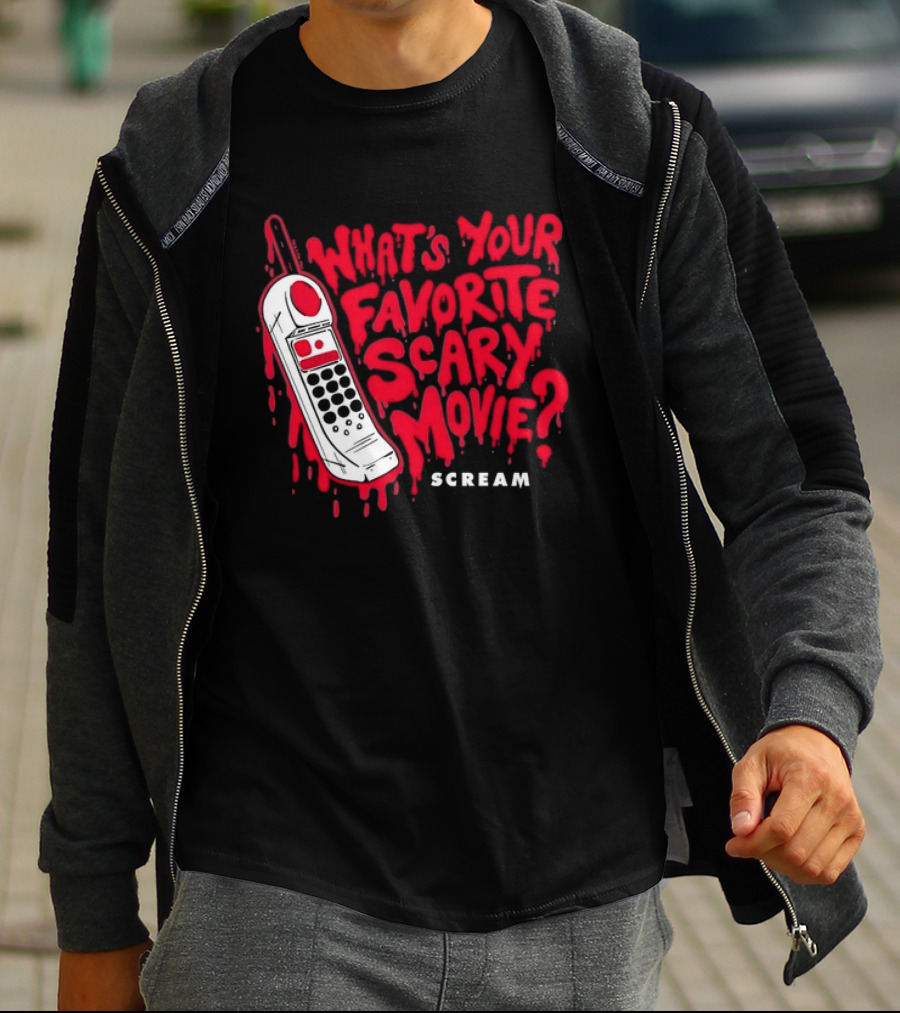Scream What's Your Favorite Scary Movie Telephone Blood Red T-Shirt
