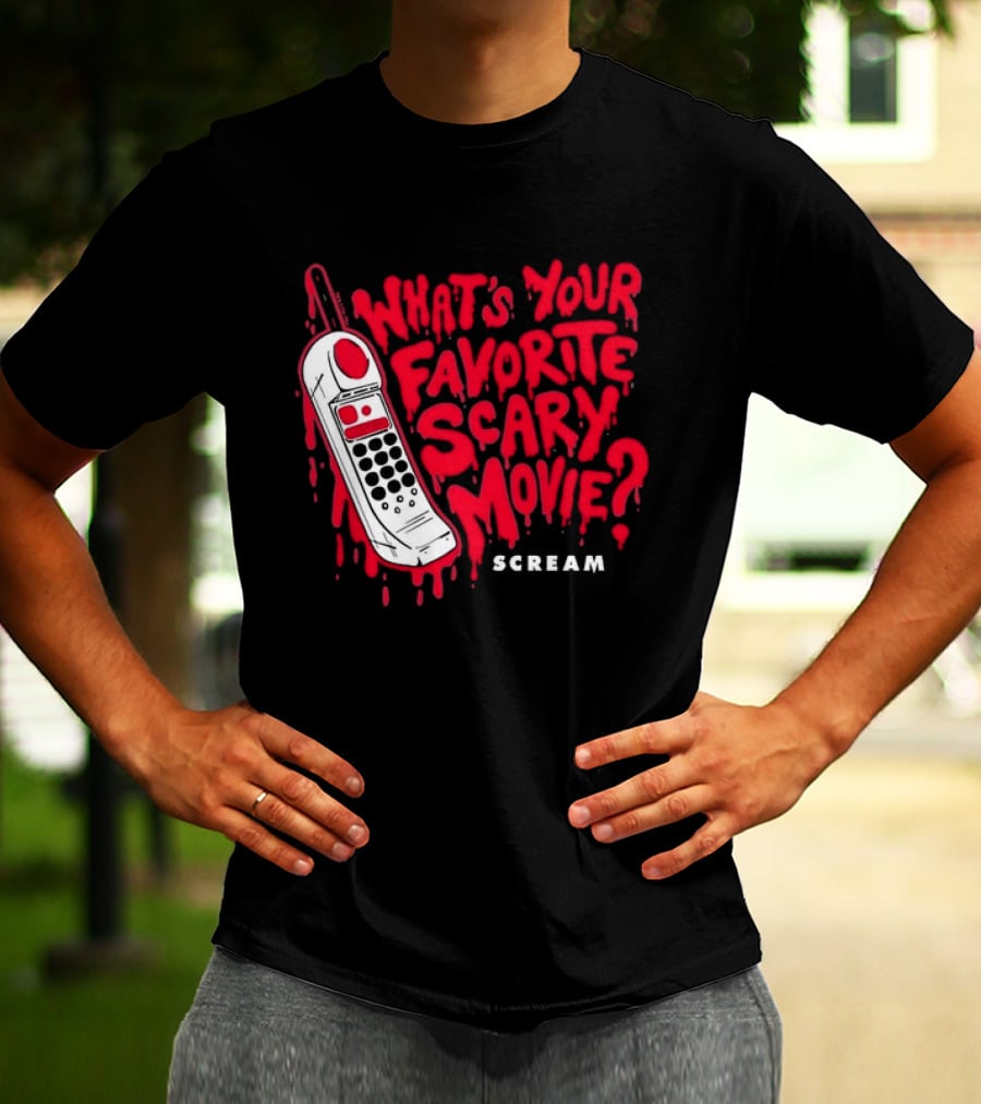 Scream What's Your Favorite Scary Movie Telephone Blood Red T-Shirt