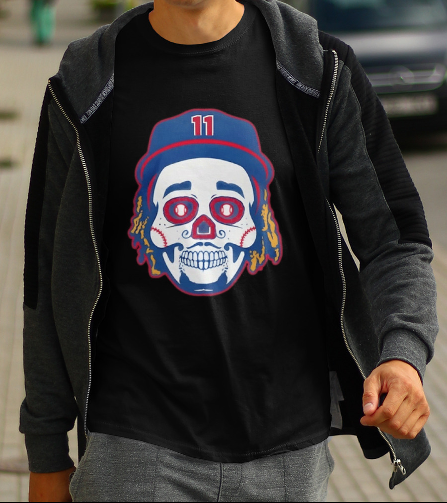 José Ramírez 11 Cleveland Guardians Sugar Skull Baseball Player T-Shirt