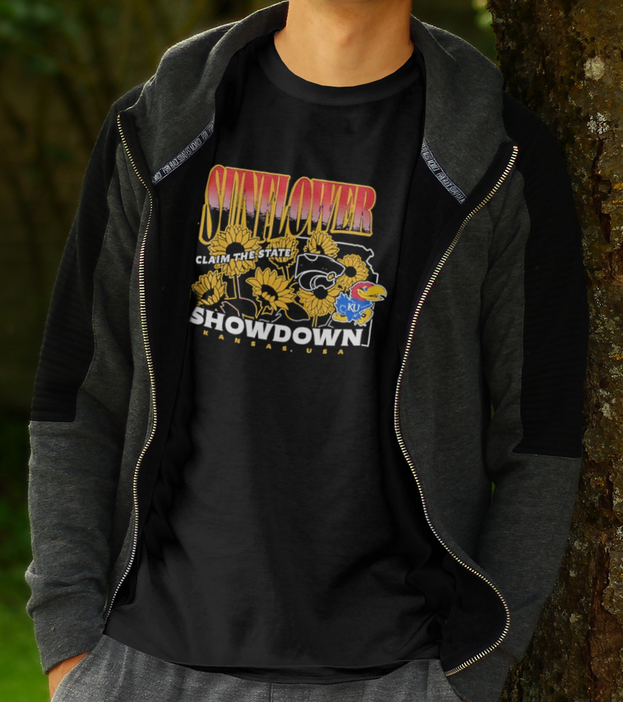 Sunflower Showdown Kansas USA Claim The State KU Kansas University T-Shirt