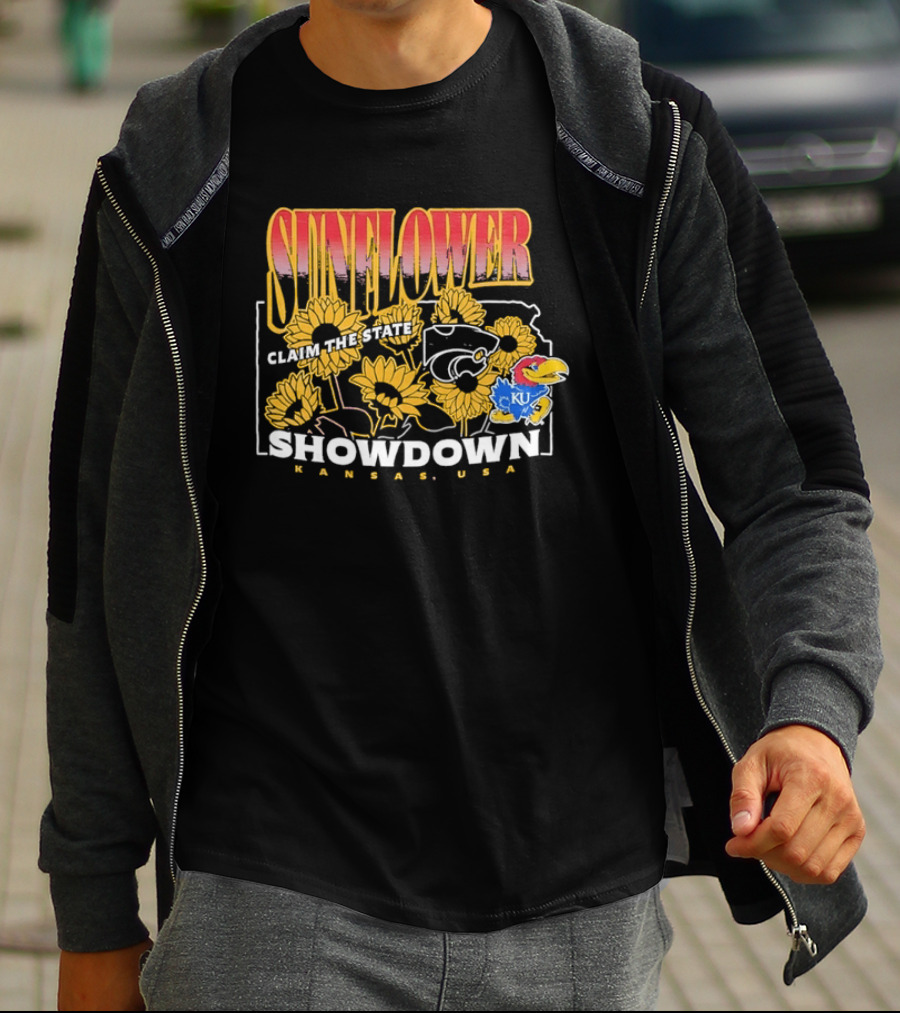 Sunflower Showdown Kansas USA Claim The State KU Kansas University T-Shirt