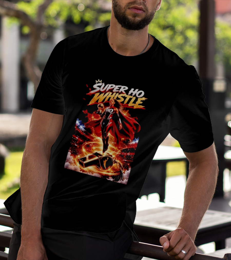 Super Ho Whistle WNBA Basketball Comic Style Heroine T-Shirt
