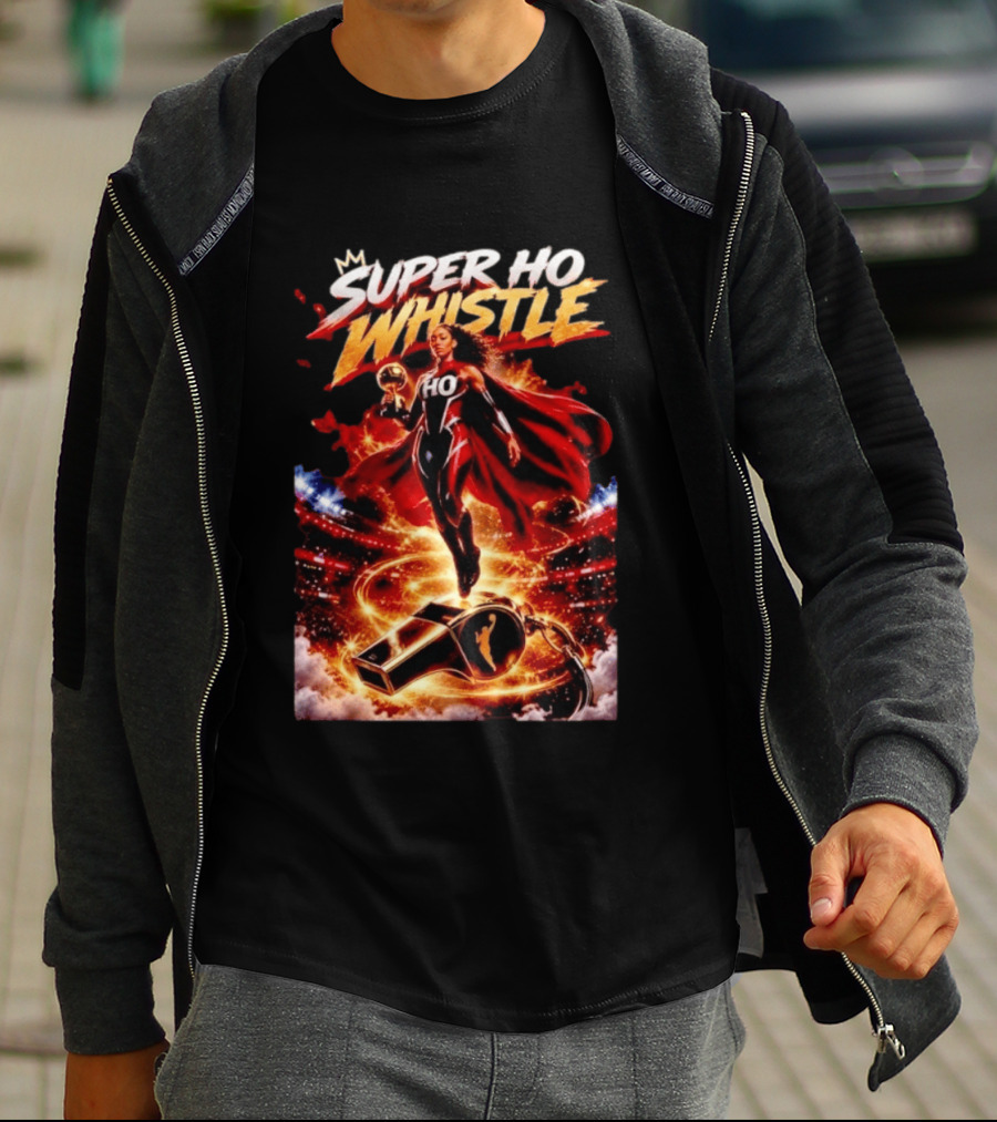 Super Ho Whistle WNBA Basketball Comic Style Heroine T-Shirt