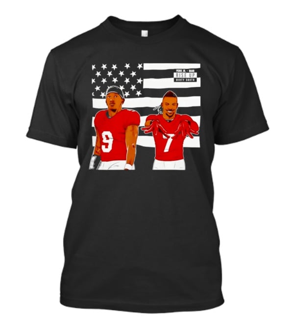 Michael Penix Jr Bijan Robinson Rise Up Dirty South Football Stars American Flag T-Shirt