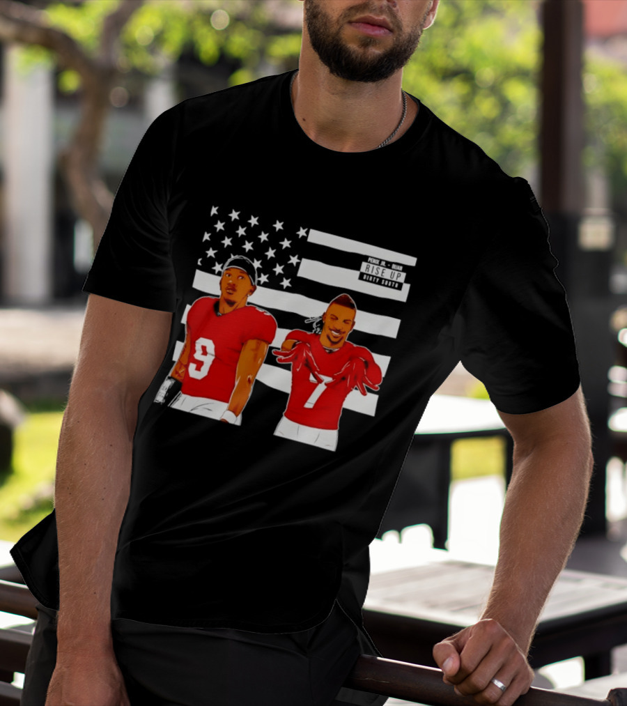 Michael Penix Jr Bijan Robinson Rise Up Dirty South Football Stars American Flag T-Shirt