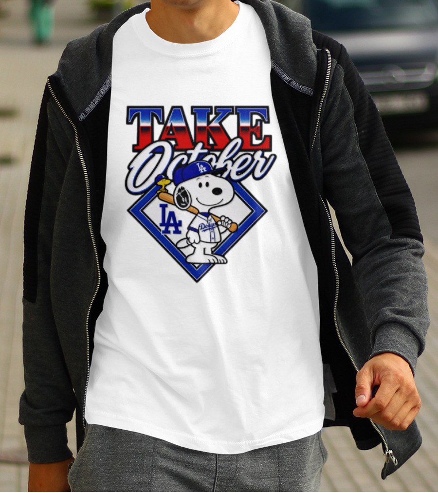 Snoopy LA Dodgers MLB Take October Baseball Postseason T-Shirt