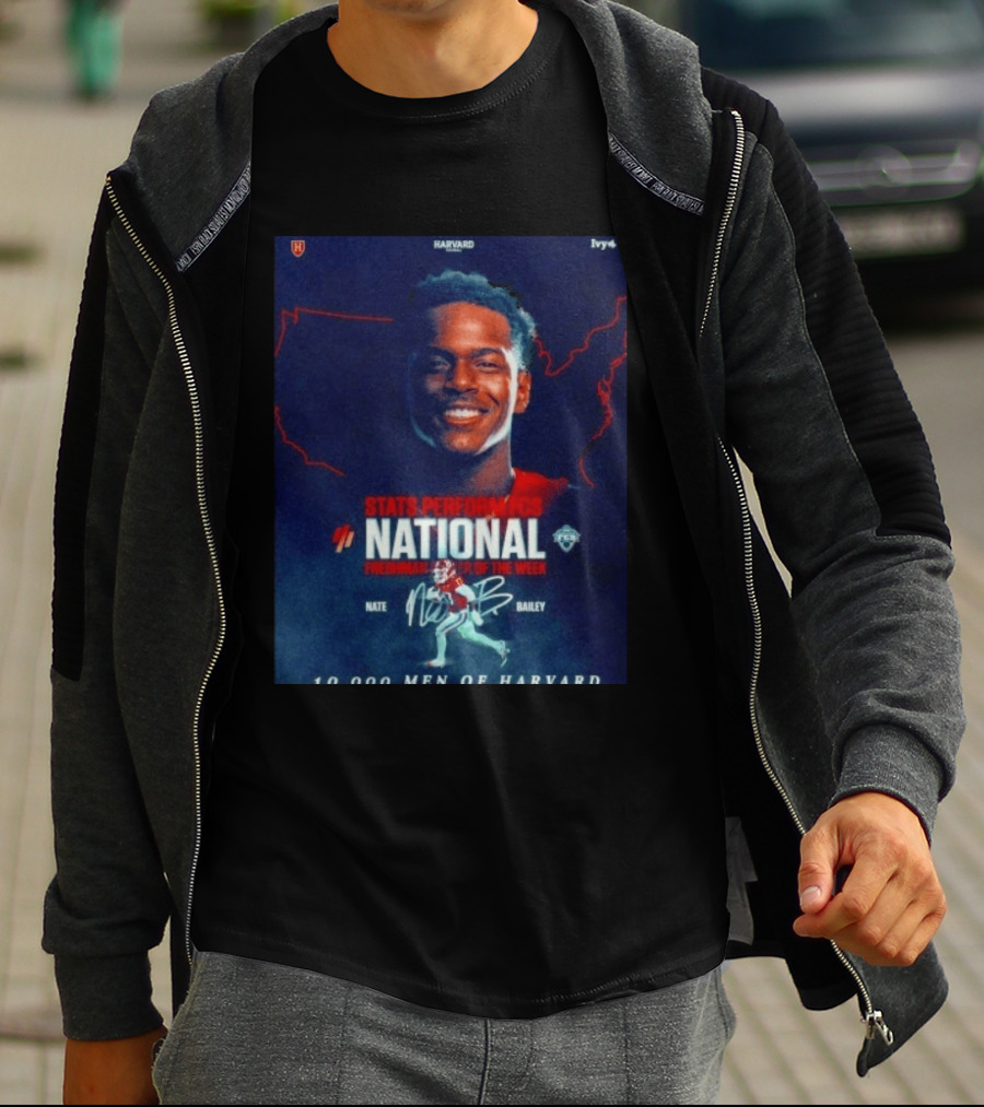 Stats Perform FCS National Freshman Player Of The Week Nate Bailey Harvard Football Ivy League T-Shirt