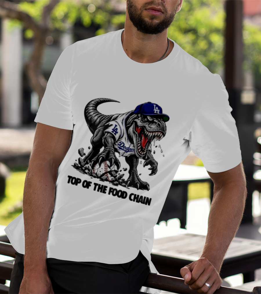 Tyrannosaurus Los Angeles Dodgers MLB Top Of The Food Chain Baseball Rex T-Shirt