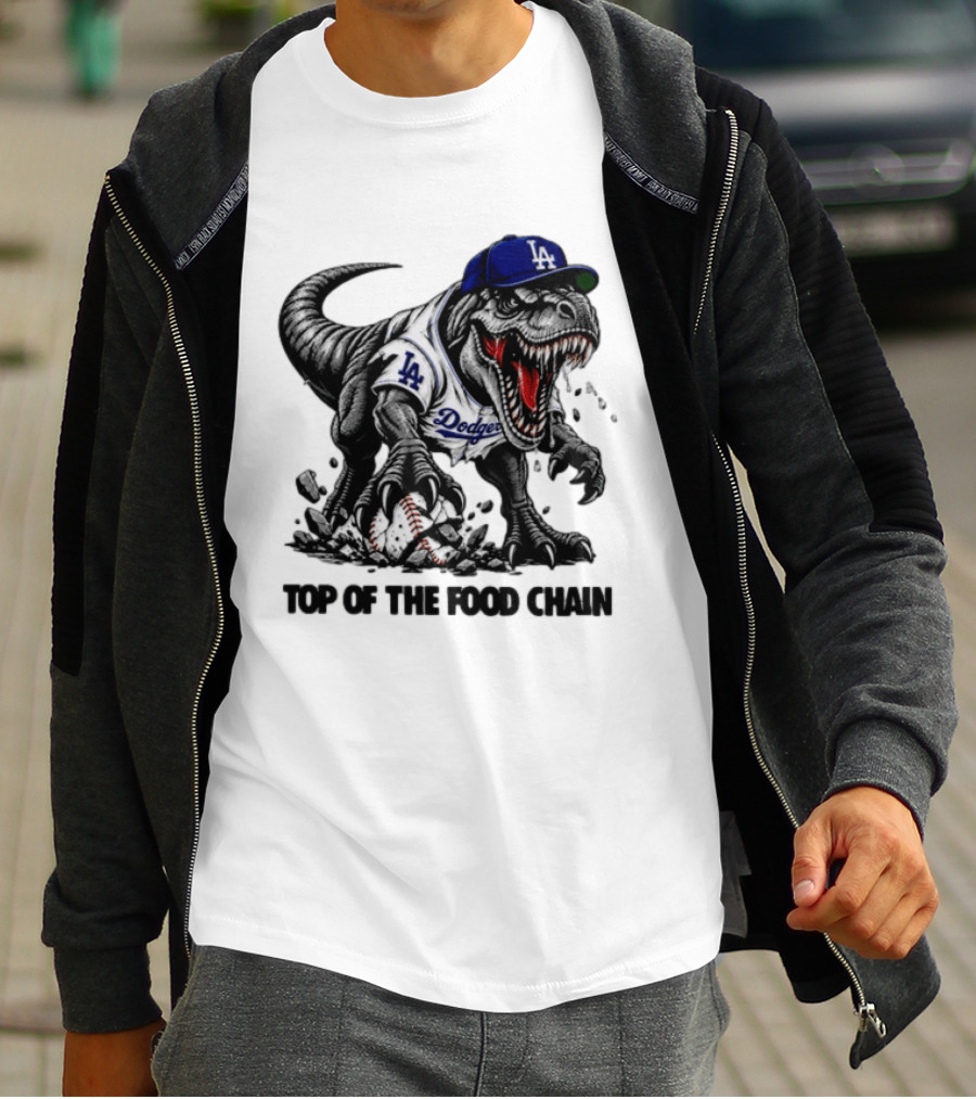 Tyrannosaurus Los Angeles Dodgers MLB Top Of The Food Chain Baseball Rex T-Shirt
