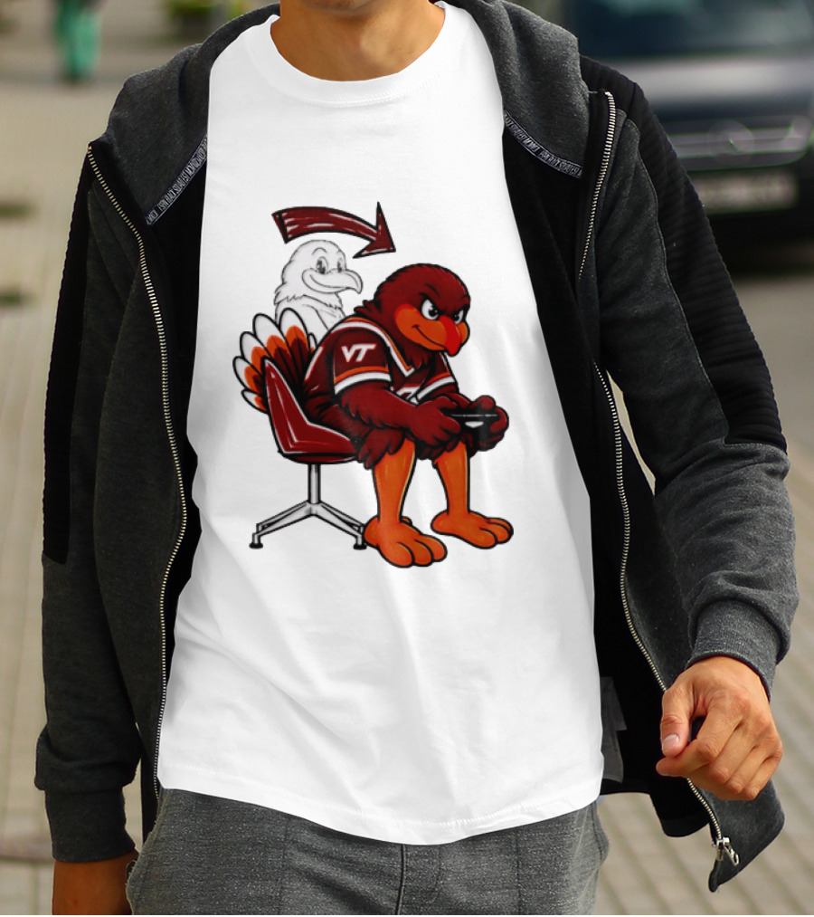 Virginia Tech Hokies Turkey Playing Video Game NCAAF Team Spirit T-Shirt